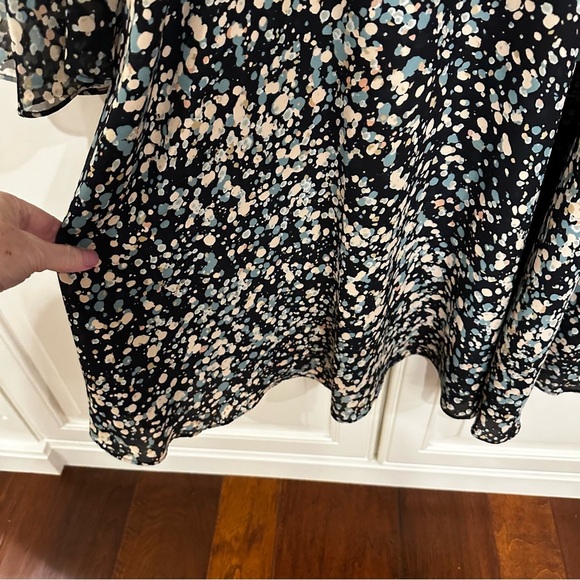 Anthropologie Paper Crown Droplets Splatter Print Swing Dress Flowy Bell Sleeve - Picture 7 of 9